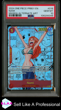 NAMI MANGA ALT ART ONE PIECE PRB01 ONE PIECE THE BEST- 2024 016 PSA 10 - Image 1