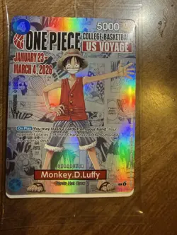 Monkey.D.Luffy One Piece College Basketball US Voyage Promo Card - Holo - Sealed - Image 1