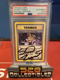 PSA Signed Stuart Zagnit Imposter Oak's Revenge Team Rocket 76/82 1st Edition - Image 1