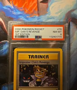 Imposter Oak's Revenge 76/82 1st Edition Team Rocket Graded Pokemon PSA NM-MT 8 - Image 2