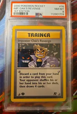 Imposter Oak's Revenge 76/82 1st Edition Team Rocket Graded Pokemon PSA NM-MT 8 - Image 3