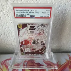 One Piece Gum-Gum Fire-Fist Pistol Red Hawk Op11-114 Alt Art PSA 10 English - Image 1