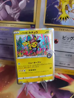 Pokemon Karte Card Holo Shibuya's Pikachu Graffiti Sword Shield Promo japan VG- - Image 1