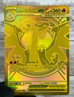GOLD Mega Charizard X EX - 130/094 - Full Art Gold - Potential 10 Pokemon Card - Image 1