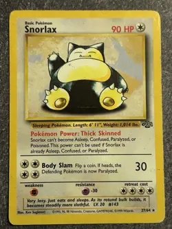 Snorlax Pokemom Card 27/64 Vintage 1999 Pokemon TCG Basic Set - Image 1