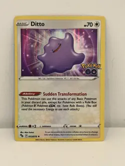Pokemon TCG Ditto Card 053/078 2022 Pokemon Go Rare Holo NM Condition - Image 1