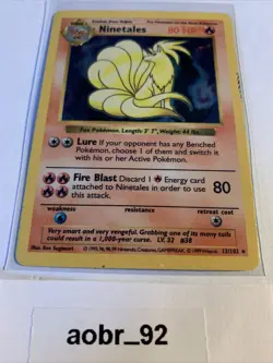Ninetales Pokemon Card Holo Shadowless 12/102 Rare - Image 2