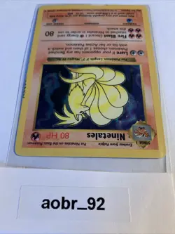 Ninetales Pokemon Card Holo Shadowless 12/102 Rare - Image 3