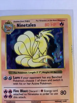 Ninetales Pokemon Card Holo Shadowless 12/102 Rare - Image 4