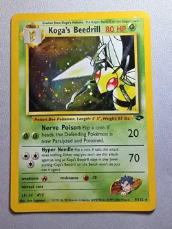 Koga's Beedrill 9/132 Gym Challenge Holo Rare Unlimited Pokemon TCG Card - Image 1