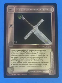 Middle Earth CCG 1995 - ANDURIL THE FLAME OF THE WEST - BLACK BORDER -NON PLAYED - Image 1