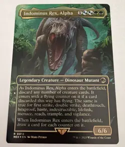 MTG Indominus Rex, Alpha FOIL Borderless #14 Jurassic World Collection - Image 1