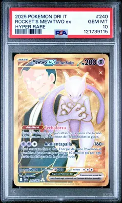 Pokemon PSA 10 Rocket's Mewtwo Ex #240 DRI IT Hyper Rare 2025 Italiano - Image 2