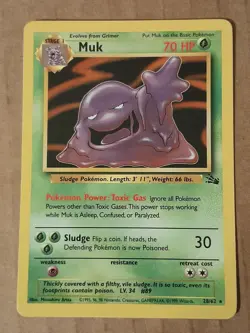 Pokemon Muk 28/62 Fossil Rare NM See Pictures - Image 1