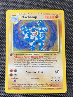 Machamp 8/102 1st Edition Holo Base Set Pokemon MP/LP - Image 1
