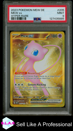MEW EX HYPER RARE POKEMON GERMAN MEW DE-151 2023 205 PSA 9 - Image 1