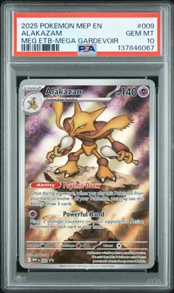 2025 POKEMON MEP EN-ME BLACK STAR PROMO #009 ALAKAZAM PSA 10 - Image 1