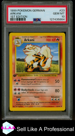 ARKANI 1ST EDITION POKEMON GERMAN 1999 23 PSA 10 - Image 1