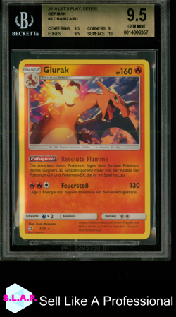 GLURAK POKEMON 3/70 2018 LETS PLAY EEVEE NON-HOLO DEUTSCH BECKETT 9.5 - Image 1