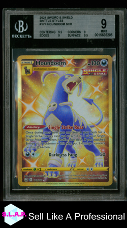 HOUNDOOM POKEMON 179/163 2021 BATTLE STYLES HOLO ENGLISH BGS 9 - Image 1
