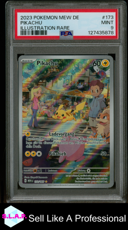 PIKACHU ILLUSTRATION RARE POKEMON GERMAN MEW DE-151 2023 173 PSA 9 - Image 1