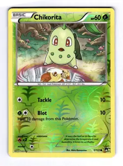 Chikorita XY - BREAKpoint #1 (2016) Common Reverse Holo NM Pokemon - Image 1