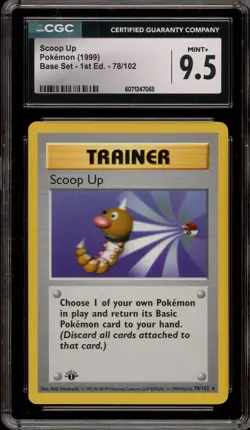 Pokemon Scoop Up Base Set Shadowless 1st Edition Rare #78 CGC 9.5 - Image 1