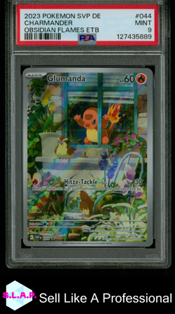 CHARMANDER OBSIDIAN FLAMES ETB POKEMON GER SVP DE-SV BLCK STR PRM 2023 044 PSA 9 - Image 1
