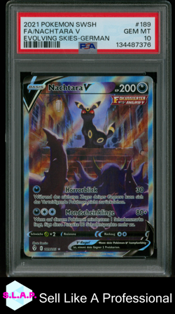 FA/NACHTARA V EVOLVING SKIES-GER POKEMON SWSH EVOLVING SKIES 2021 189 PSA 10 - Image 1