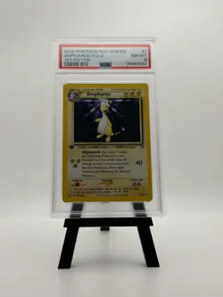 PSA NM-MT 8- AMPHAROS #1 HOLO- 1ST EDITION- 2000 Pokemon NEO Genesis- English - Image 1