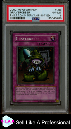GRAVEROBBER 1ST EDITION YU-GI-OH! PSV-008 2002 PHARAOH'S SERVANT EN PSA 8 - Image 1