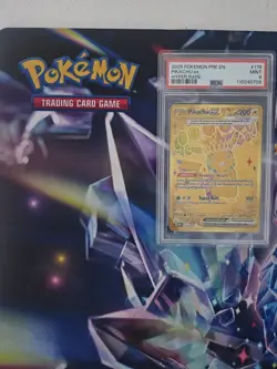 Pokemon TCG Pikachu Ex Prismatic Evolutions Gold Hyper Rare Card 179/131 PSA 9 - Image 1