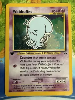 Pokemon Wobbuffet 1st Edition Neo Discovery 16/75 Holo Rare Moderately Played - Image 1