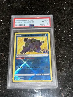 Pokemon TCG Radiant Blastoise Holo Card Pokemon Go, 018/078 Series PSA 8 - Image 1
