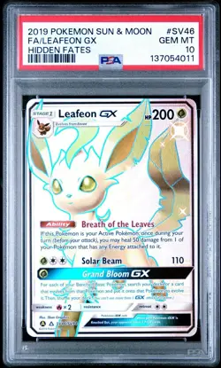 Pokemon TCG PSA 10 GEM MINT Leafeon GX SV46/SV94 Hidden Fates English - Image 1