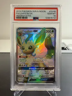 Pokemon TCG PSA 10 GEM MINT Leafeon GX SV46/SV94 Hidden Fates English - Image 1