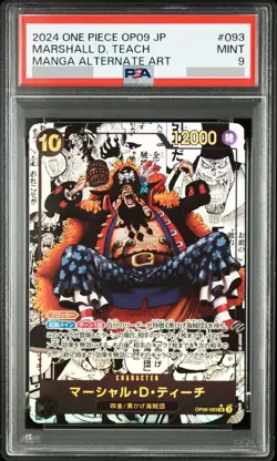 PSA 9 Teach OP09-093 Manga Alt Art Emperors in the New World One Piece 2024 JPN - Image 1