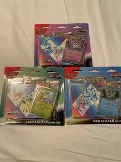 Pokemon TCG Prismatic Evolutions Tech Sticker Collection Blister Set of 3 Sealed - Image 1