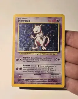 Mewtwo 10/102 Holo Rare Base Set Damaged Pokemon Card - Image 3