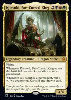 Korvold, Fae-Cursed King -Foil Light Play MTG Throne of Eldraine - Image 1