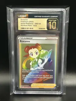 2022 Roxanne Pokemon Card 206/189 Rainbow Rare Astral Radiance CGC 10 Pristine - Image 1