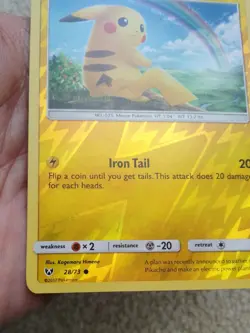 Pikachu 28/73 Shining Legends Reverse Holo Pokemon Card LP 2017 - Image 2