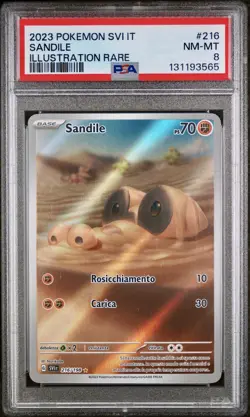 POKEMON PSA 8 SANDILE ILLUSTRATION RARE 216/198 SCARLATTO e VIOLETTO ITALIANO - Image 1