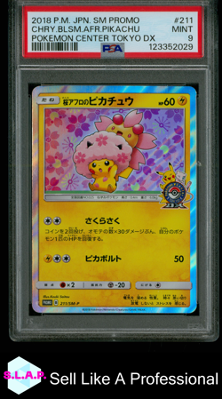 CHERRY BLOSSOM AFRO PIKACHU POKEMON 211 2018 S&M PROMOS - JAPANESE PSA 9 - Image 1