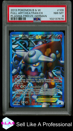 HEATRAN EX POKEMON #109 2013 PLASMA FREEZE FULLART GERMAN PSA 8 - Image 1