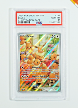 Pokemon PSA 10 Eevee #188 Crepuscolo Mascherato Illustration Rare 2024 Italiano - Image 1