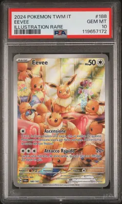 Pokemon PSA 10 Eevee #188 Crepuscolo Mascherato Illustration Rare 2024 Italiano - Image 2