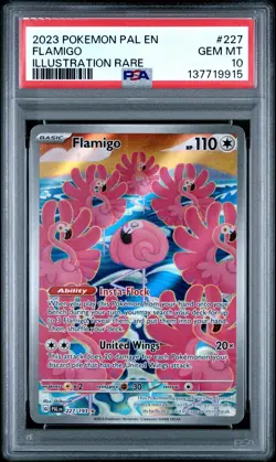 2023 POKEMON PAL EN-PALDEA EVOLVED ILLUSTRATION RARE #227 FLAMIGO PSA 10 - Image 1
