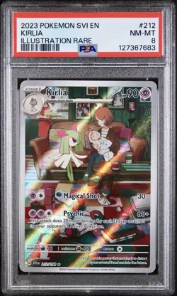POKEMON PSA 8 KIRLIA ILLUSTRATION RARE 212/198 SCARLET e VIOLET ENGLISH 2023 - Image 1