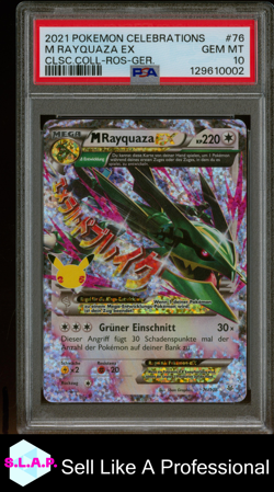 M RAYQUAZA EX CLSC.COLL-ROS-GER. POKEMON CELEBRATIONS CLSC. COLL. 2021 76 PSA 10 - Image 1